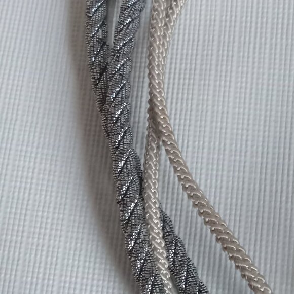 Chico's Gray & Silver Tone Multi Strand Rope Teardrop Pendant Statement Necklace - Picture 5 of 9